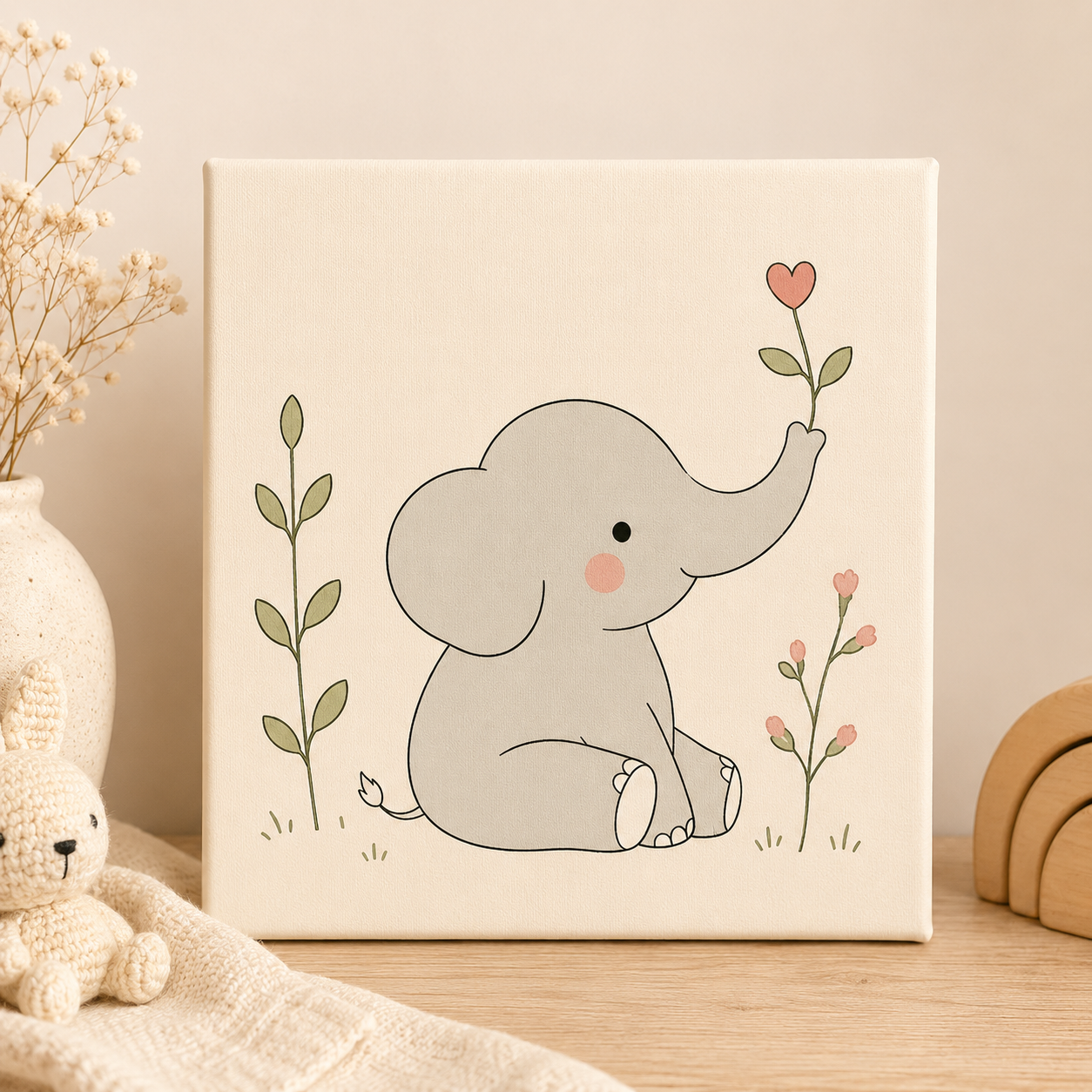 Lienzo ilustrado Eloísa la Elefanta – Pintado a mano